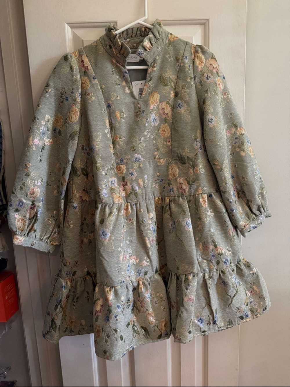 NWT “Always on my Mind” Sage Brocade Babydoll Dress - Picture 3 of 5